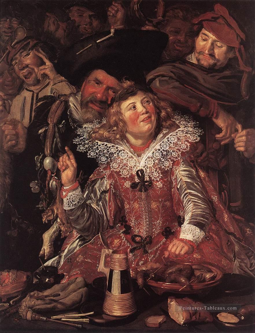 Shrovetide Revelers portrait Siècle d’or néerlandais Frans Hals Peintures à l'huile